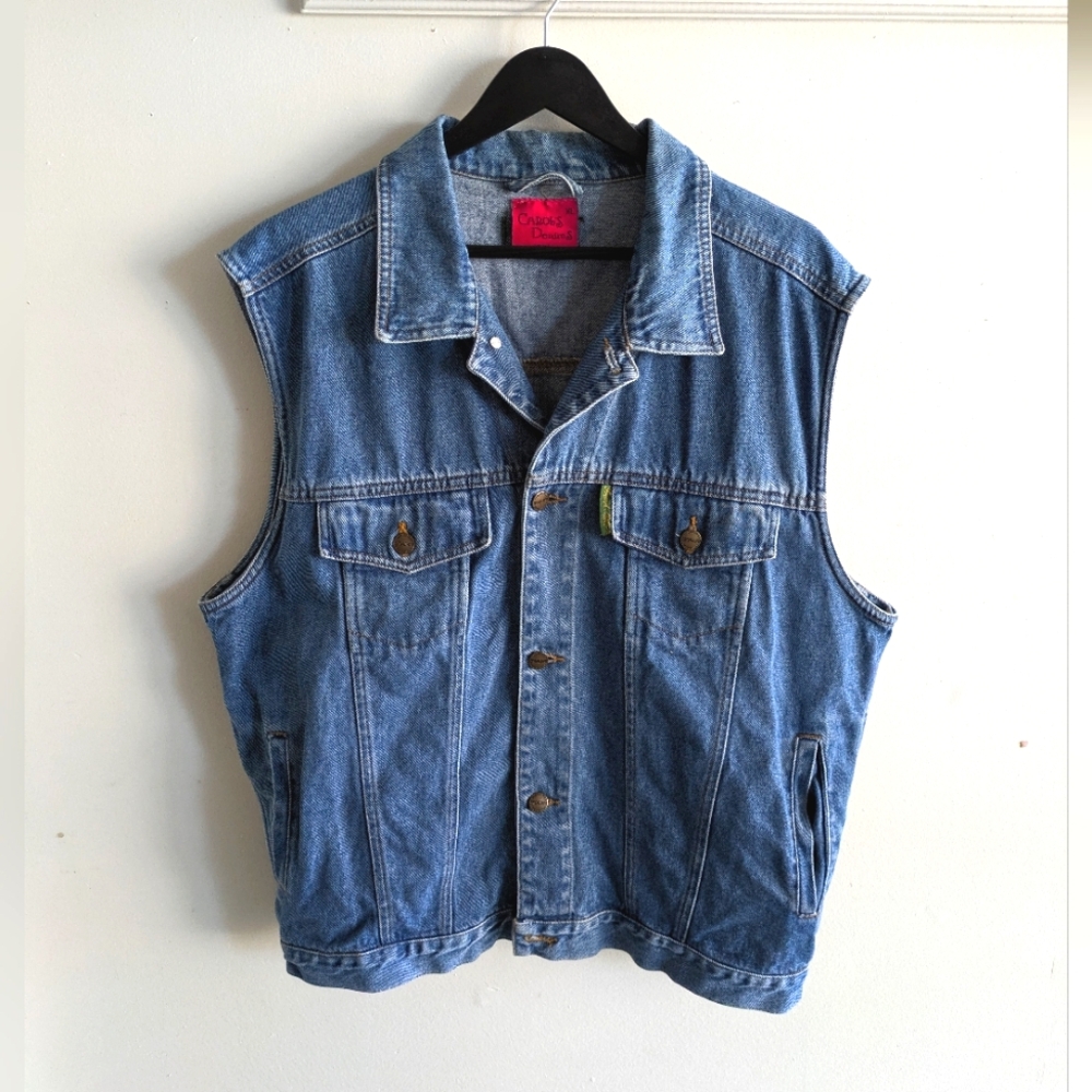 Vintage blue jean Denim Vest size XL